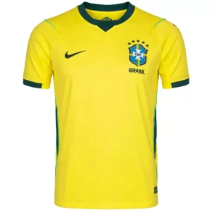 Front view of authentic Brazil 2026 World Cup home soccer jersey player version with slim fit design.