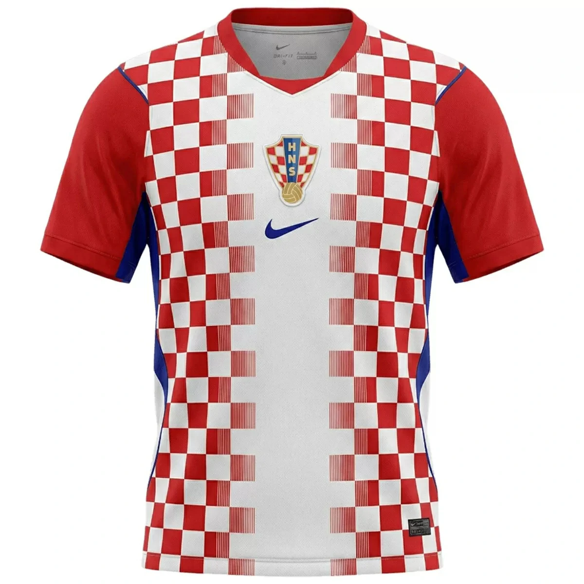 Front view of authentic Croatia 2026 World Cup home soccer jersey player version with slim fit design.