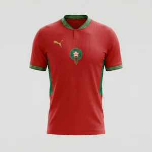 Front view of authentic Morocco 2026 World Cup home soccer jersey player version with slim fit design.