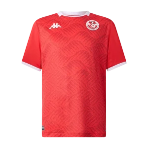 Front view of authentic Tunisia 2026 World Cup home soccer jersey player version with slim fit design.