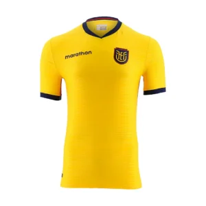 Front view of authentic Ecuador 2026 World Cup Home soccer jersey player version with slim fit design.