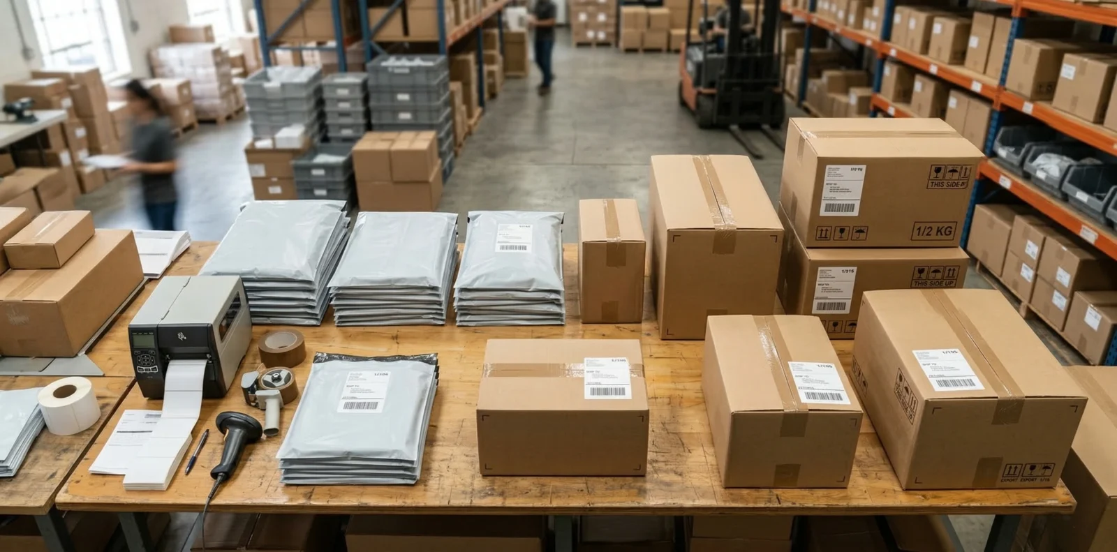 neatly packed neutral export cartons and unbranded mailers ready for white label dropshipping fulfillment