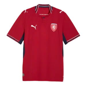 Front view of authentic Czech Republic 2026 World Cup Home soccer jersey player version with slim fit design.
