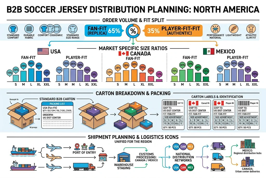 size ratio and carton planning visual for bulk soccer jersey distribution in North America