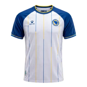 Front view of authentic Bosnia and Herzegovina 2026 World Cup Away soccer jersey player version with slim fit design.