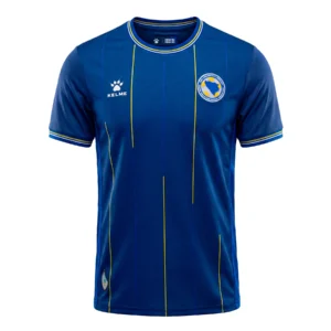 Front view of authentic Bosnia and Herzegovina 2026 World Cup Home soccer jersey player version with slim fit design.