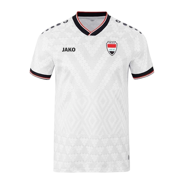 Front view of authentic Iraq 2026 World Cup Home soccer jersey player version with slim fit design.